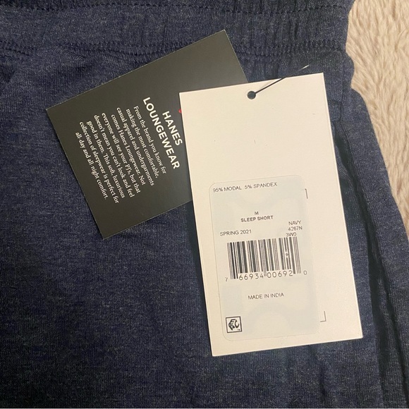 Hanes Men’s Navy Blue Lounge Shorts - Picture 3 of 3